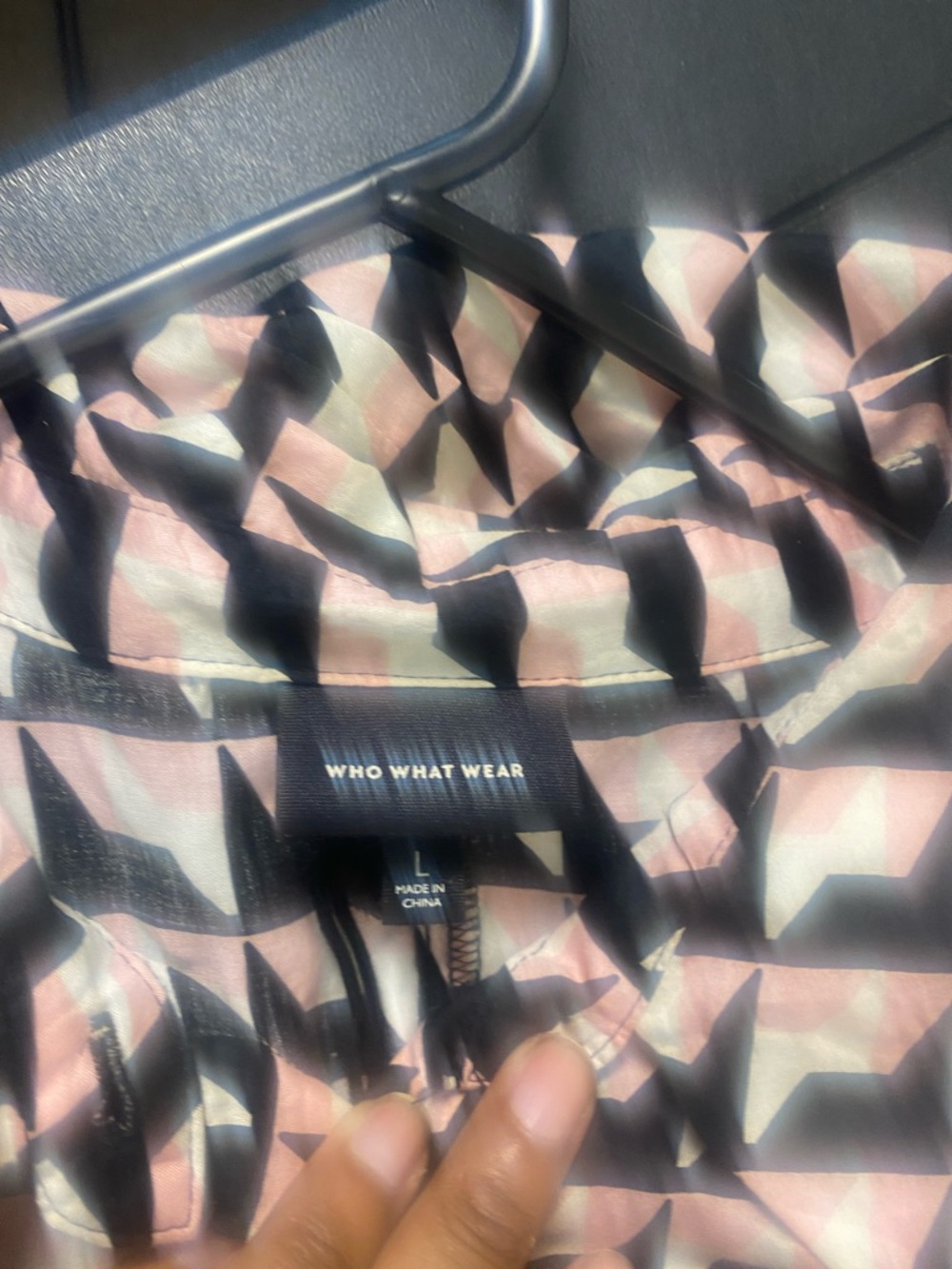 Who What Wear Black and Pink Geometric Midi Shirt Dress - Picture 8 of 8